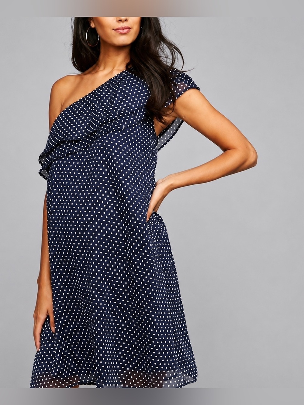Collective Concepts A Pea in the Pod NWT navy polka dot maternity dress, small